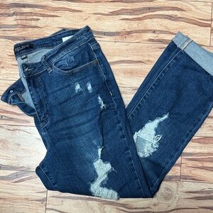 Judy Blue Dark Blue Distressed Boyfriend Jeans